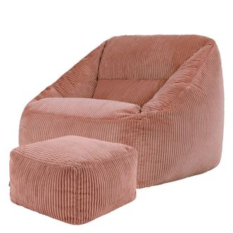 Icon Brand Puf sill&oacute;n con reposapi&eacute;s cuadrado en pana rosa