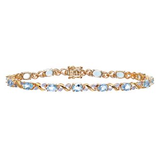 Diamant L'éternel 9ct geelgouden damesarmband met diamant en blauwe topaas