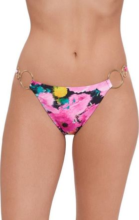 Steve Madden Ring Bikini Bottoms in Black/Pink Multi at Nordstrom, Size X-Small