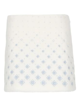 Casablanca floral-motif A-line skirt - women - Polycotton/Virgin Wool/Polyester - M - White