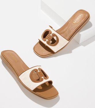 Talbots Eva Speckled Canvas Sandals - Light Natural/Havana Tan - 10 1/2 M Talbots