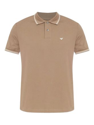 Emporio Armani tipped-collar polo shirt - men - Cotton - M - Neutrals