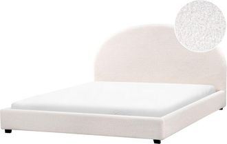 Beliani Cama Con Somier Minimalista De Boucl&eacute; 180 X 200 Cm Blanco Crema Vaucluse