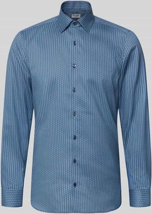 Olymp Level 5 Slim Fit Businesshemd aus Baumwoll-Mix mit Kentkragen in Marine, Gr&ouml;&szlig;e 38