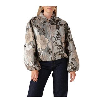 Notre-V Jassen, Dames, Veelkleurig, L, Polyester, Stijlvolle Grijze Jas voor Vrouwen