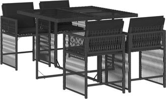 vidaXL Set De Muebles Jard&iacute;n 5 Pzas Con Cojines Rat&aacute;n Sint&eacute;tico Negro Vidaxl