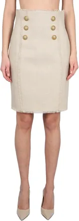 Balmain Linen Midi Skirt-Donna