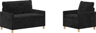 vidaXL Juego De Sof&aacute; 2 Uds. Negro Poli&eacute;ster Vidaxl