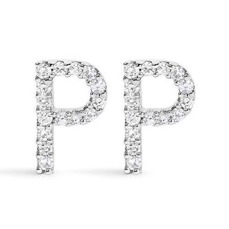 House of Brilliance 10K Gold 1/10 Cttw Diamond Initial A to Z Stud Earring in White Gold | P at Nordstrom