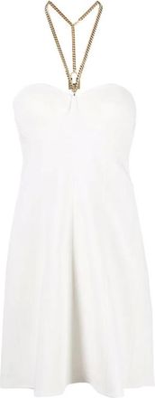 Elisabetta Franchi Mini Vestido con cadena joya - female - Elisabetta Franchi - Short Dresses - White - XS - Dresses