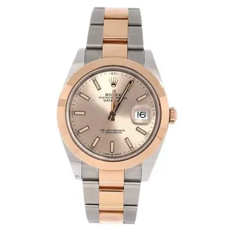 Rolex Oyster Perpetual Datejust Automatic Watch Stainless Steel and Rose Gold 41 in Metallic Silver at Nordstrom
