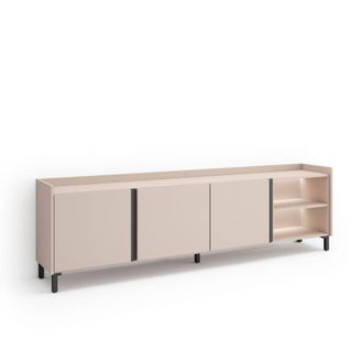 Skraut Home Mueble tv efecto madera beige 207x35x61cm con patas