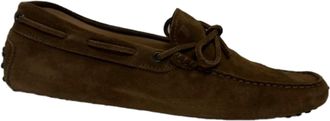 Tod's TodS Pre-owned Mens Gommino Lace-Up Loafers in Brown Calf Suede - Mocha - Size UK 9