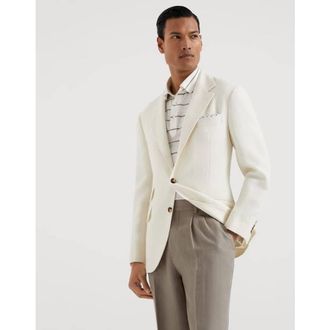 Brunello Cucinelli Mens Panama Linen Blend Tailored Blazer, Size 52