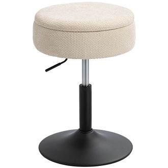 OEM Taburete De Bar Con Almacenaje Altura Ajustable Taburete De Cocina Redondo Giratorio Tapizado En Chenilla Beige