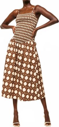 Misa Roxie Dress In Chocolate Rattan Poplin Mix