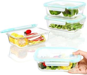 OEM Recipientes De Vidrio Para Alimentos, Juego De 4 X 1100 Ml, Inodoros, Libres De Bpa, Aptos Para Horno, Microondas, Lavavajillas Y Congelador