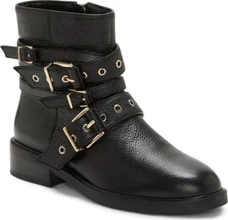 Vince Camuto Arielle Buckle Moto Boot in Black at Nordstrom, Size 6.5