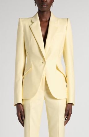 Alexander McQueen Single Breasted Wool Jacket in Sherbet at Nordstrom, Size 12 Us