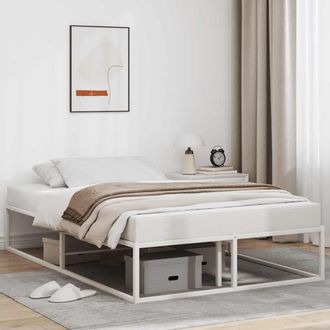 Berkfield Home Bed Frame without Mattress White 120x200 cm Metal | Size: Small Double