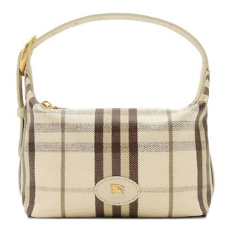 Burberry Handbags, female, White, Size: ONE SIZE Printed Canvas Handbag