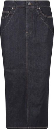 Givenchy Midi Kickback Rok in Raw Denim - Dames - Spijkerrokken - Blauw - M - Denim - Rokken