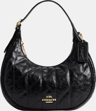 Coach Womens Emily Shoulder Bag With Quilting - Black Leather - One Size
