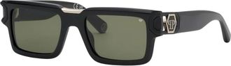 Philipp Plein Spp 206M Zonnebril - Heren - Zonnebrillen - Zwart - 54 MM - Accessoires