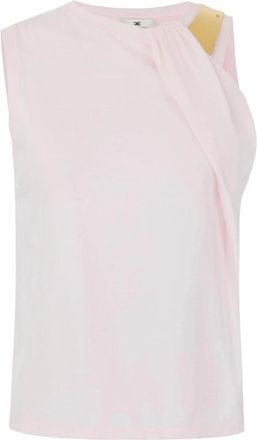 Elisabetta Franchi Jersey T-shirt met juwelenversiering - Dames - Tops zonder mouwen - Roze - S - Tops