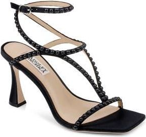 Badgley Mischka Gianni Ankle Strap Sandal in Black Satin at Nordstrom Rack, Size 5.5