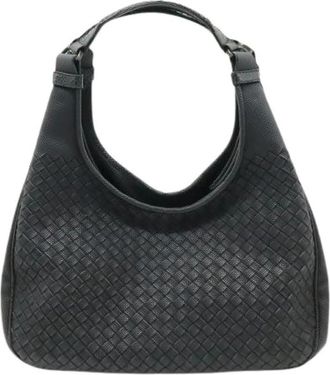 Bottega Veneta Pre-owned Intrecciato Gecoat Canvas Python 2way Tas - Dames - Vintage Schoudertas - Zwart - ONE Size - Leer - Vintage
