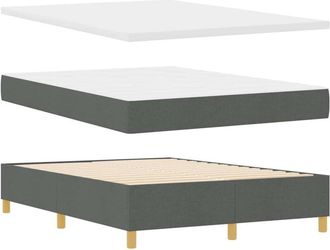 vidaXL Cama Tipo Box Spring Con Colch&oacute;n Gris Oscuro 140 X 190 Cm Tela Vidaxl