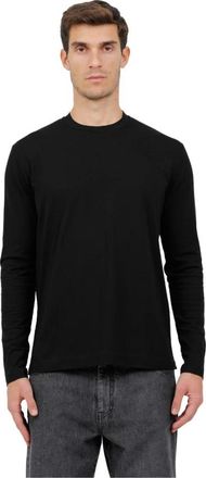Mazzarelli Luxe Stretch Katoenen T-Shirt met Lange Mouwen - Heren - Longsleeves - Zwart - S - Katoen - Tops