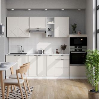 Vicco Mueble De Cocina Fame-line, Gris/beige/blanco, 280 Cm, Et M&aacute;rmol, Vicco