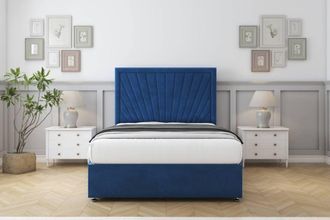 Comfort Beds Kensington Plush Divan Set No Drawers-26 Headboard in Navy | Size: Double