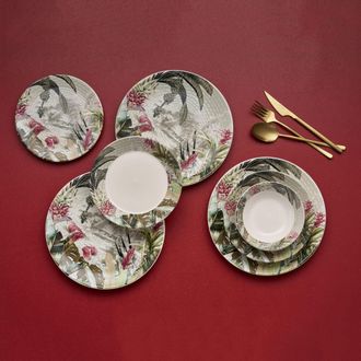Dmora Juego De Platos Nohaza, Set De 24, Apto Para Lavavajillas, Apto Para Microondas, Multicolor