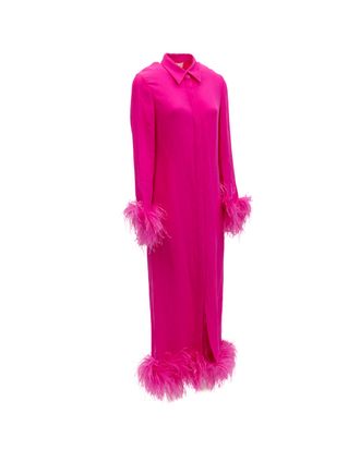 Valentino Garavani Womens Pink Feather Hem Dress