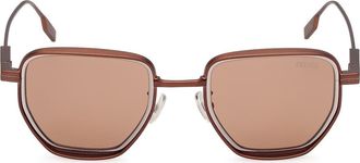 Ermenegildo Zegna 49mm Geometric Sunglasses in Matte Vicuna /Ruthenium at Nordstrom