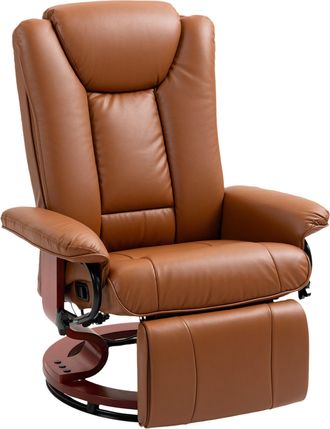 HOMCOM PU Leather Reclining Armchair with Footrest for Living Room - Brown | TJ Hughes