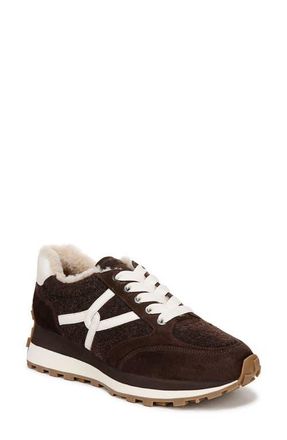 Veronica Beard Valentina Genuine Shearling Lined Sneaker in Espresso at Nordstrom, Size 7.5