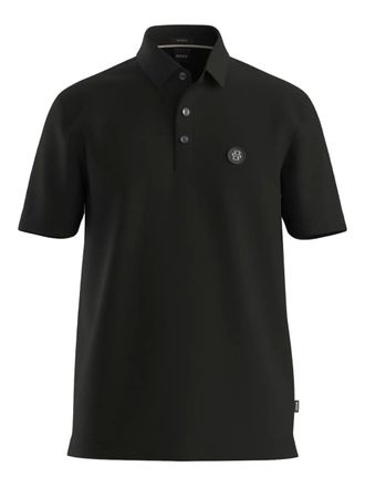 BOSS buttoned logo polo shirt - Black