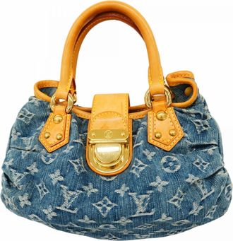 Louis Vuitton Pleaty Handbag Denim Blue Denim_Jeans Handbag (Pre-Owned)