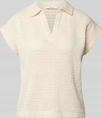 OPUS Strickshirt mit Polokragen und V-Ausschnitt Modell Somona in Sand, Gr&ouml;&szlig;e 36