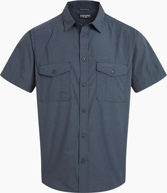 Craghoppers Mens Craghoppers Mens Kiwi II Short-Sleeved Shirt - Blue/Grey - Size: 44/Regular