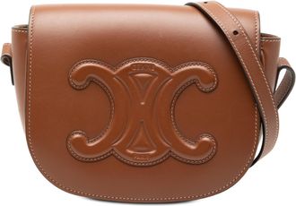 Celine Tan Medium Calfskin Cuir Triomphe Folco Crossbody
