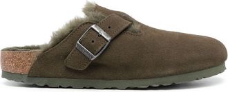 Birkenstock Boston shearling slides - unisex - Suede/Sheep Skin/Shearling/Polyethylene vinyl acetate (PEVA) - 36 Regular - Green