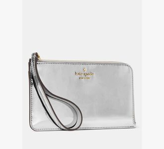 Kate Spade New York Lucy Mirror Metallic Medium L-Zip Wristlet