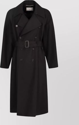 Saint Laurent long wool coat with belt and pockets