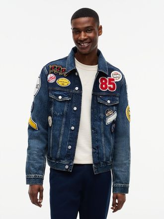 Tommy Hilfiger Mens Tommy Jeans Allover Patch Denim Jacket - Denim Dark - M