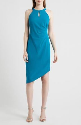 Anne Klein Side Pleat Asymmetric Dress in Ink Teal at Nordstrom Rack, Size 10